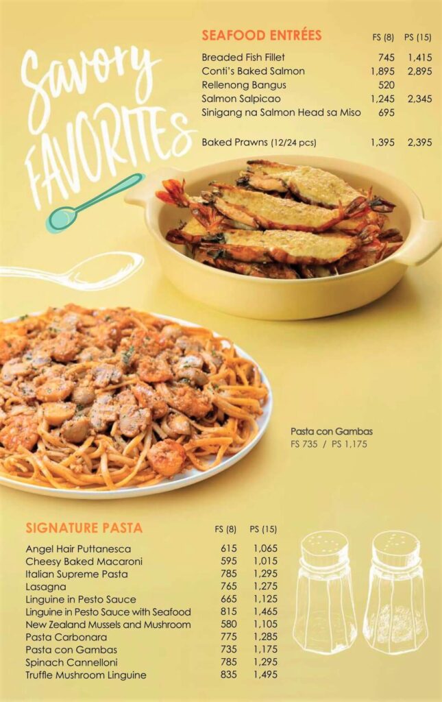 Contis Seafood Entrees | Contis Signature Pasta