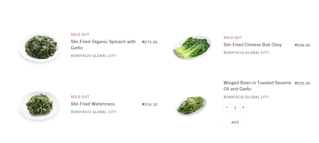 Din Tai Fung Vegetable Dishes Prices