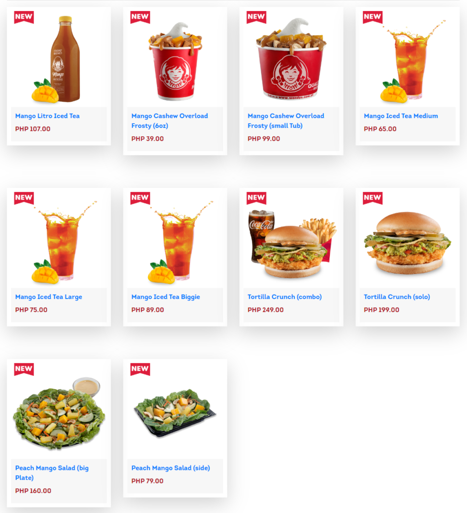 Wendy’s Whats new menu