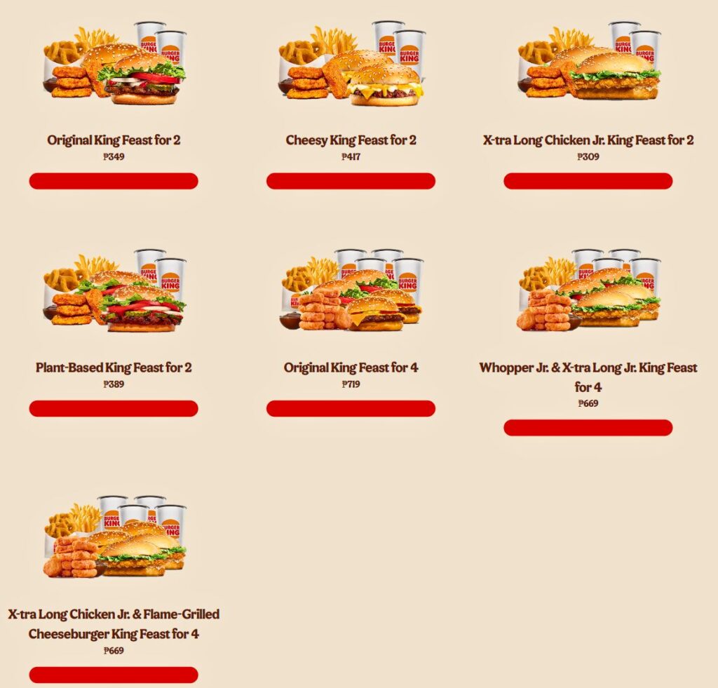 burger king group meal philippines