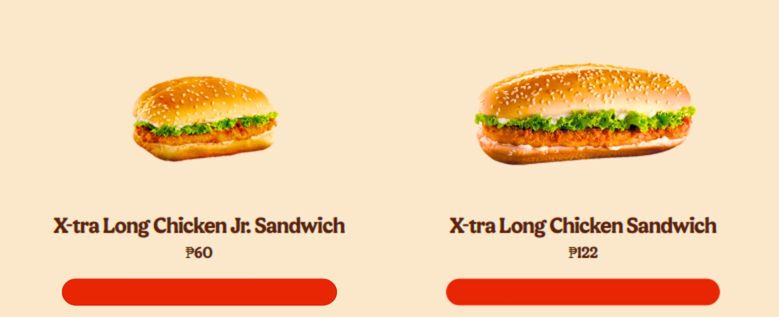 extra long chicken burger king price