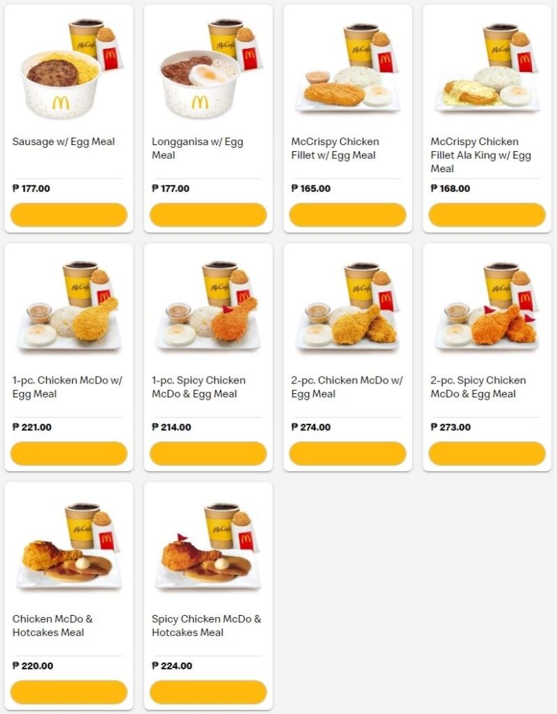 mcdonald's breakfast menu prices philippines