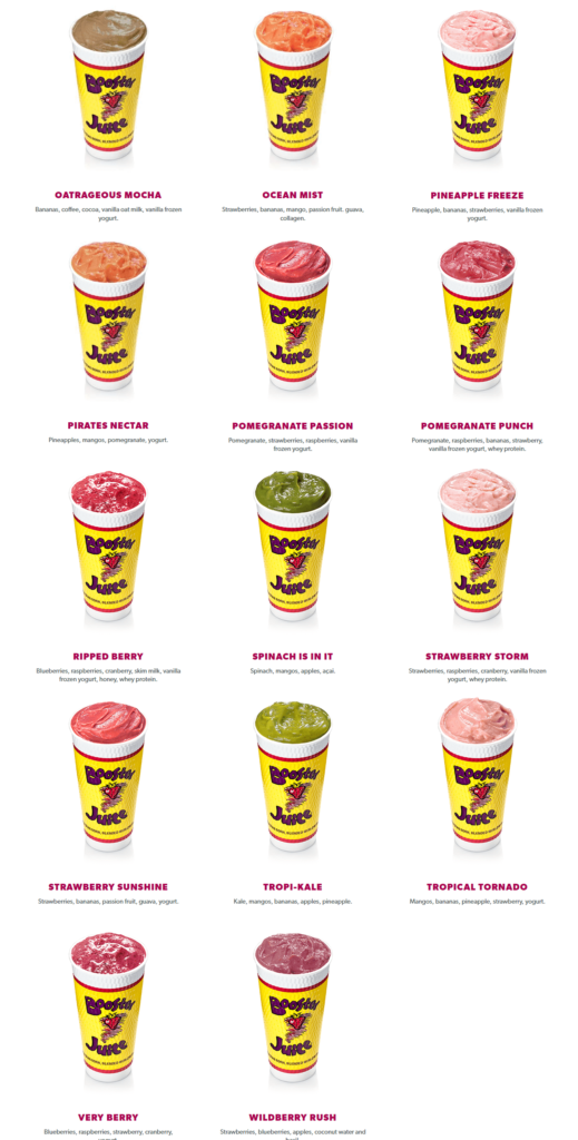 Booster Juice Smoothies Menu Pictures