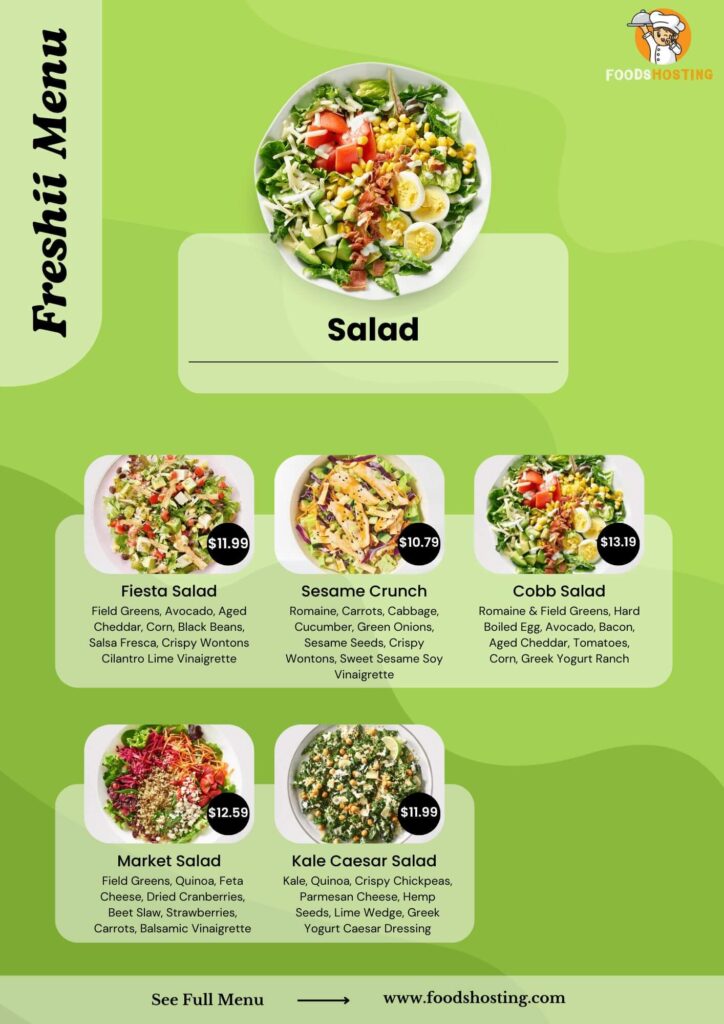 Freshii Salad Menu Prices