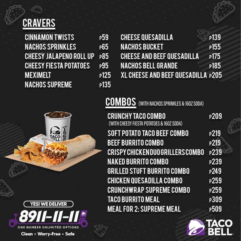 taco bell combo menu prices