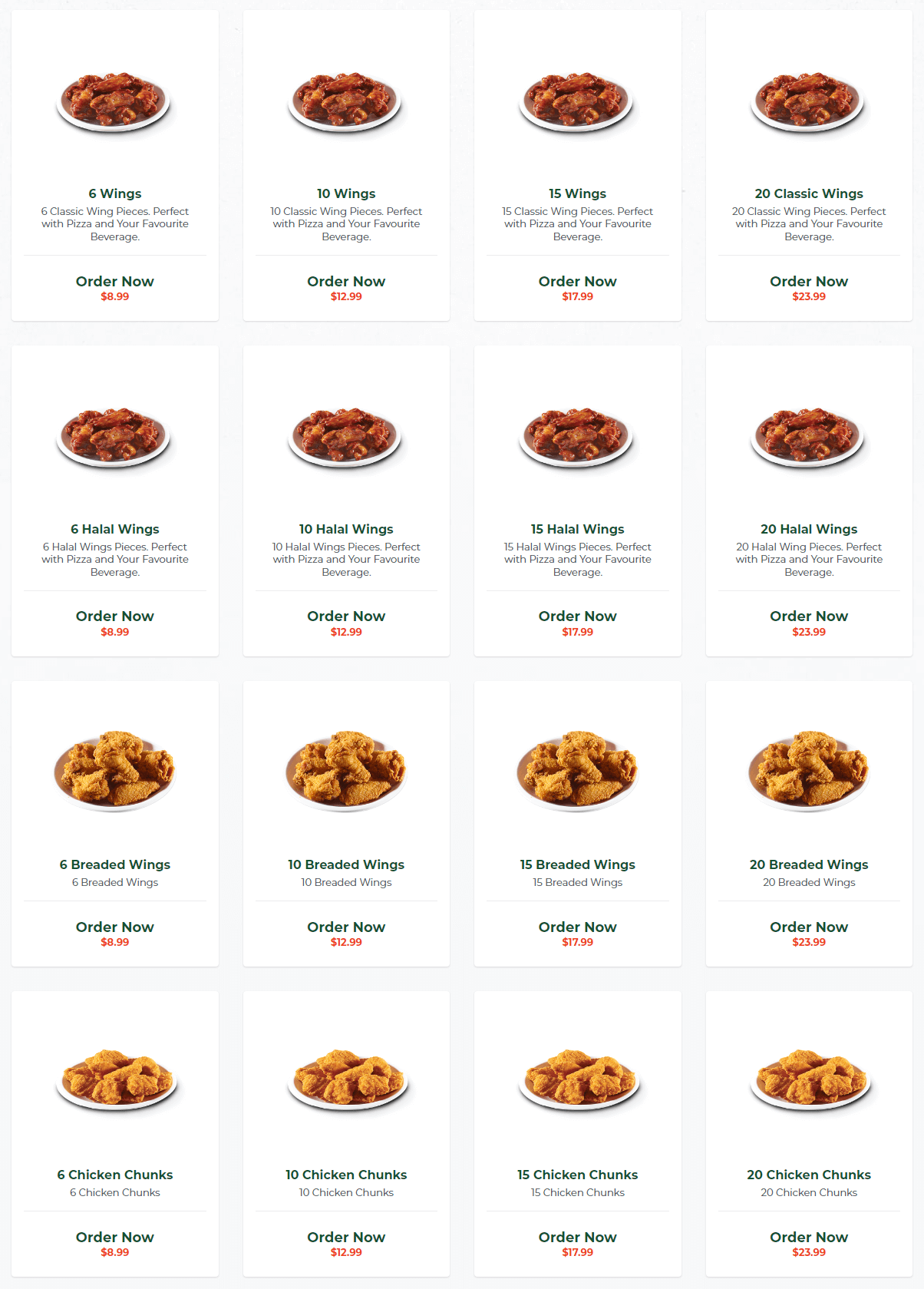 241 Pizza Chicken Wings Prices