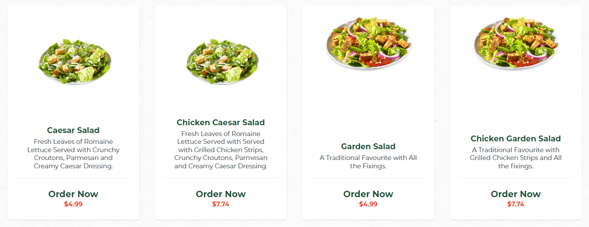 241 Pizza Salads Prices