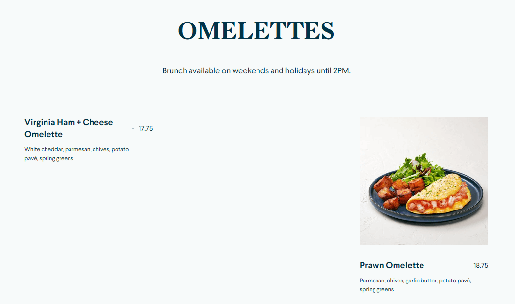 Earls Omelettes Prices