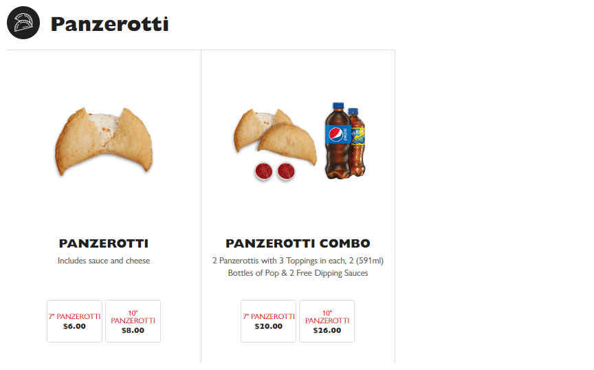 Gino’s Pizza Panzerotti Prices
