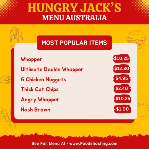 Hungry Jack’s Menu Australia Popular Items