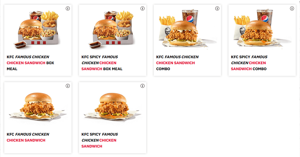 KFC Famous Chicken Chicken Sandwich Canada