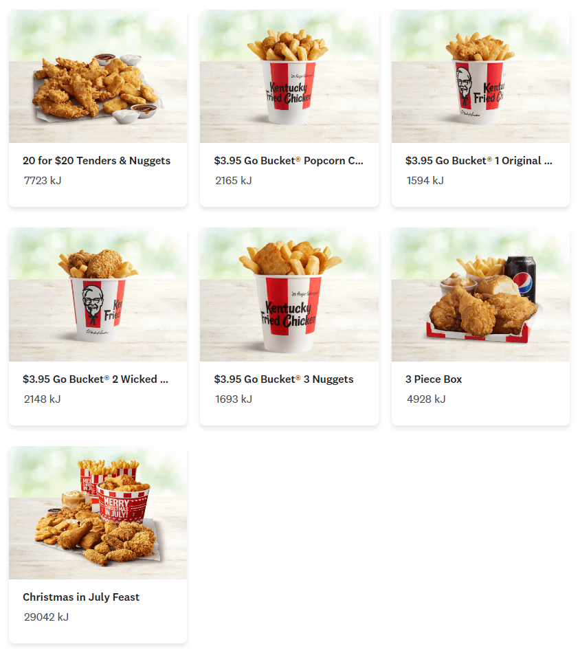 KFC Featured Offers Price