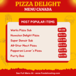 Pizza Delight Menu Canada Popular Items