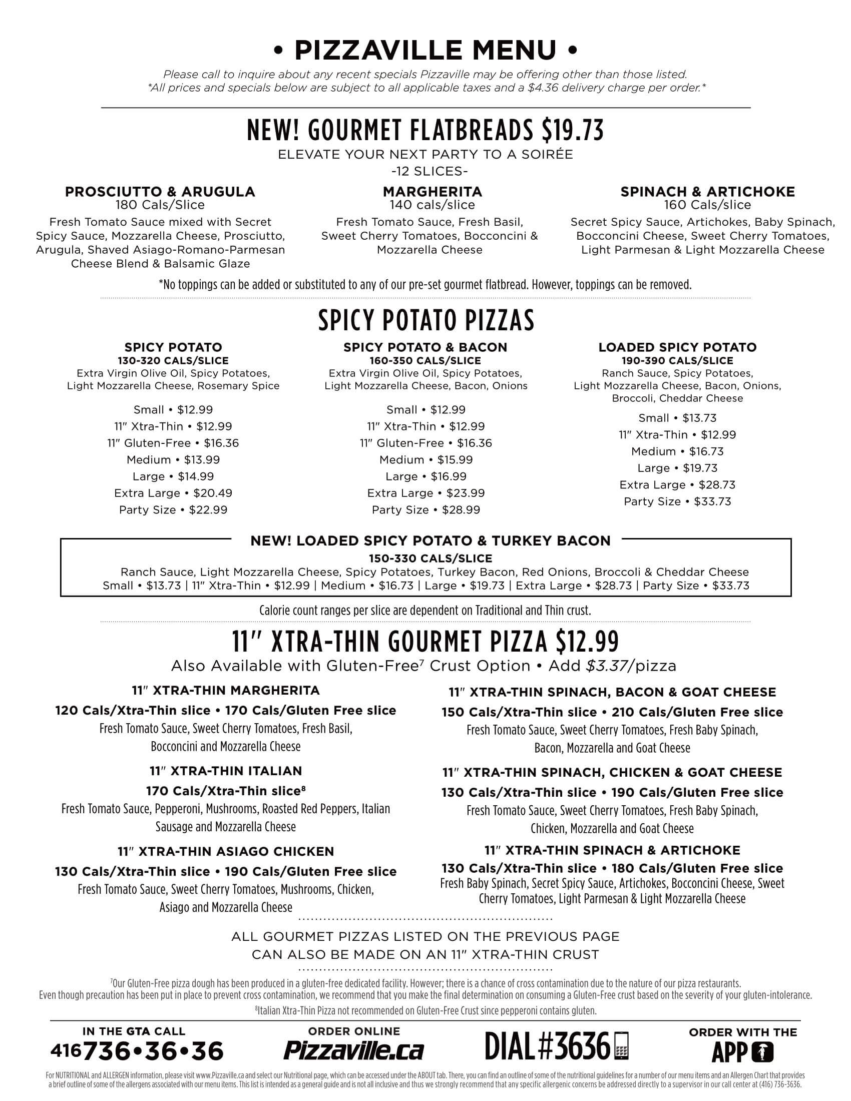 Pizzaville Menu Price List
