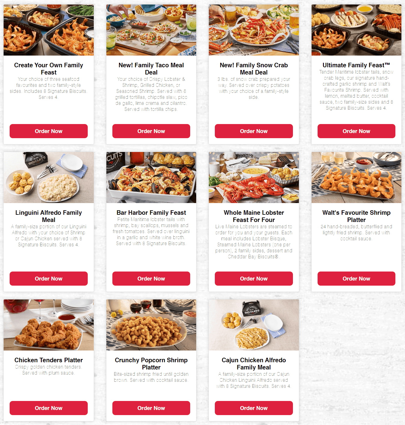 Red Lobster Family Meals Canada