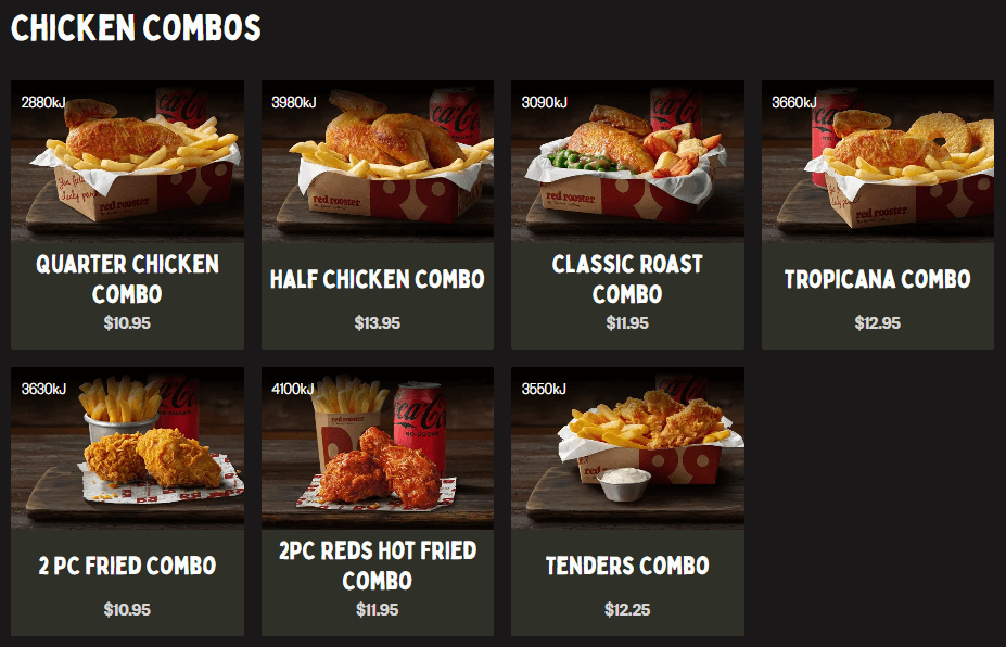 Red Rooster Chicken Combos Prices