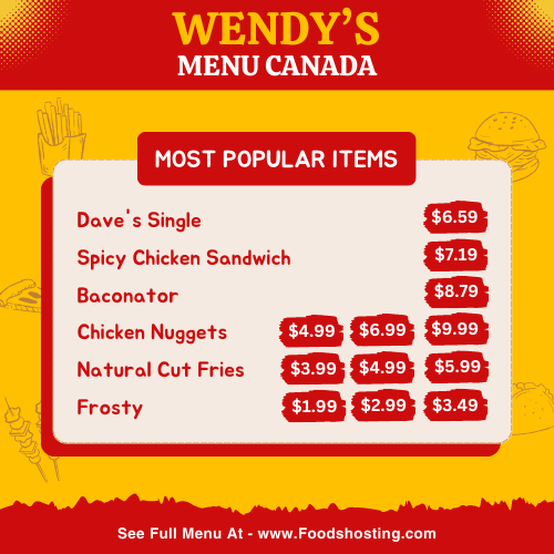 Wendy’s Menu Canada Popular Items