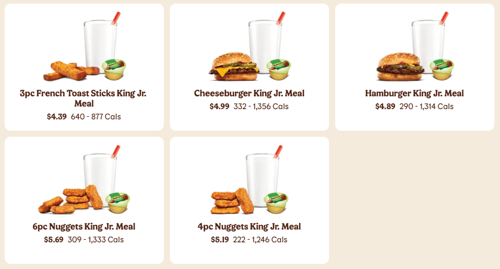 burger king jr price