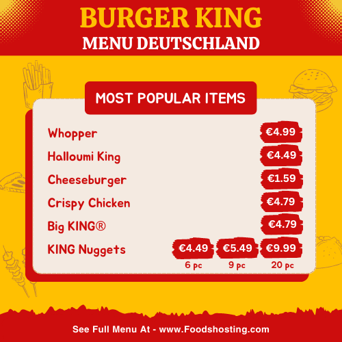 Burger King Menu Preise