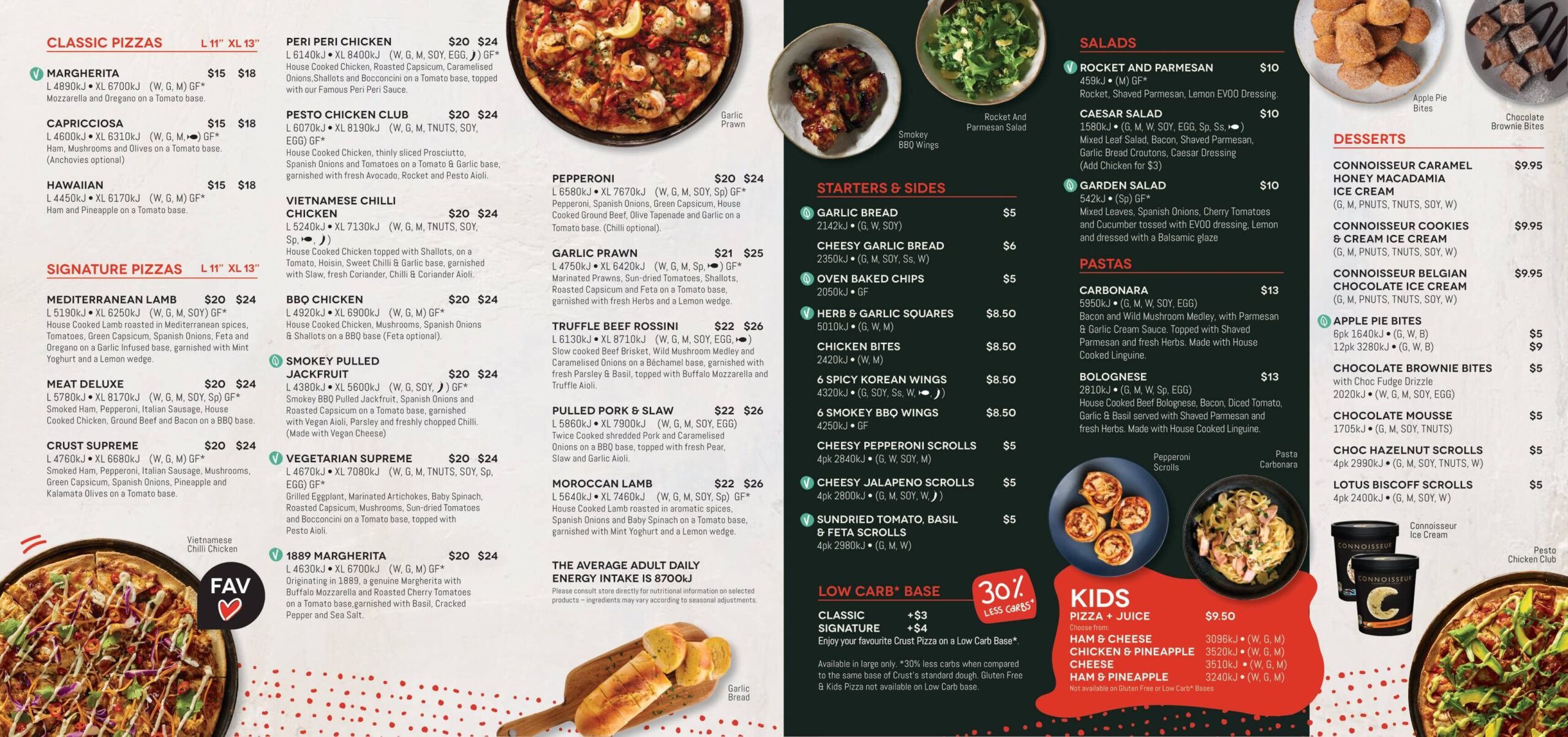 crust pizza menu prices