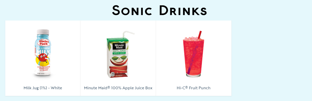 Sonic Drinks Prices