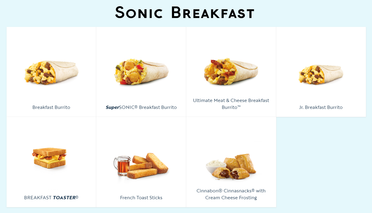 Sonic Menu Breakfast