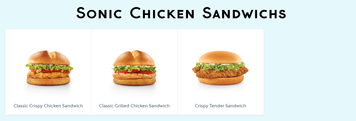 sonic chicken sandwiches