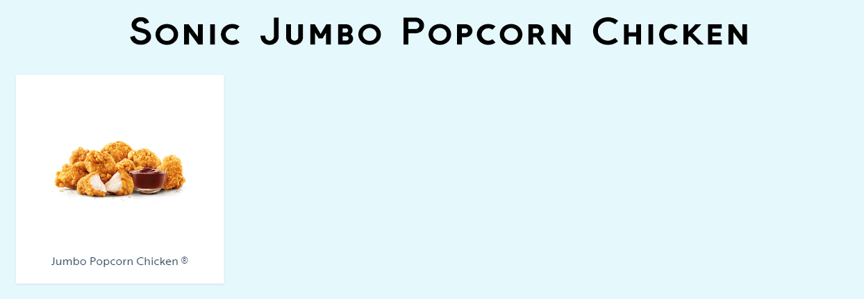 Sonic Jumbo Popcorn Chicken Price